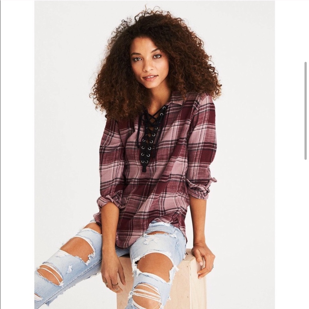 AE | PLAID TOP - Picture 2 of 7